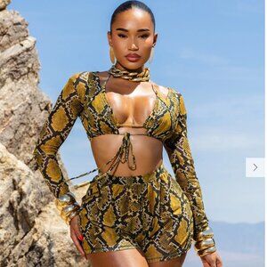 Matte Collection Eros Cover Up Set - Yellow Python (Mesh Swim Cover-Up)